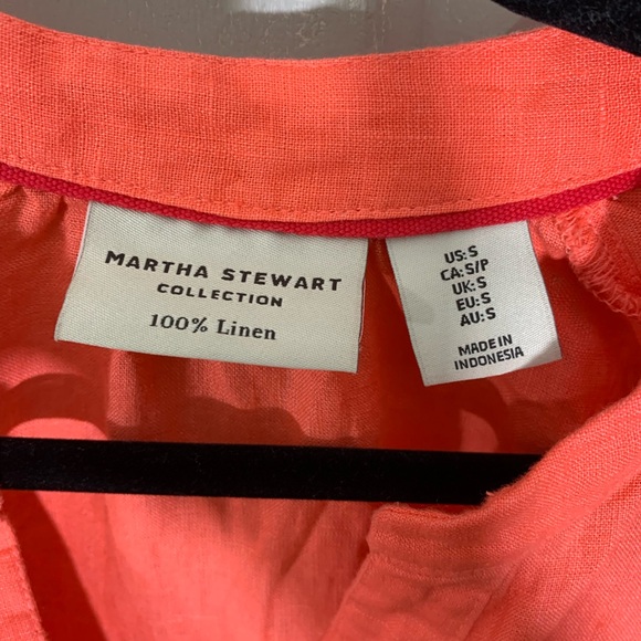 Martha Stewart Collection linen dress pockets coral small pink orange - Picture 2 of 7